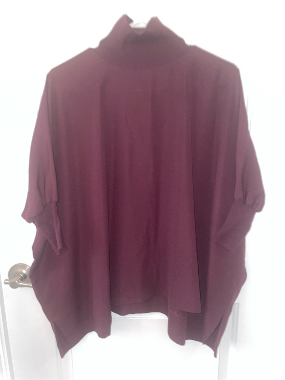 Babaton Wine Mock Neck Poncho Tunic
